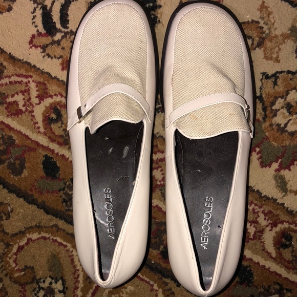 Aerosoles Beige Leather and canvas shoes size 10 please read description. - Picture 1 of 10